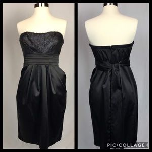 Sequin & Satin Strapless Party Dress
